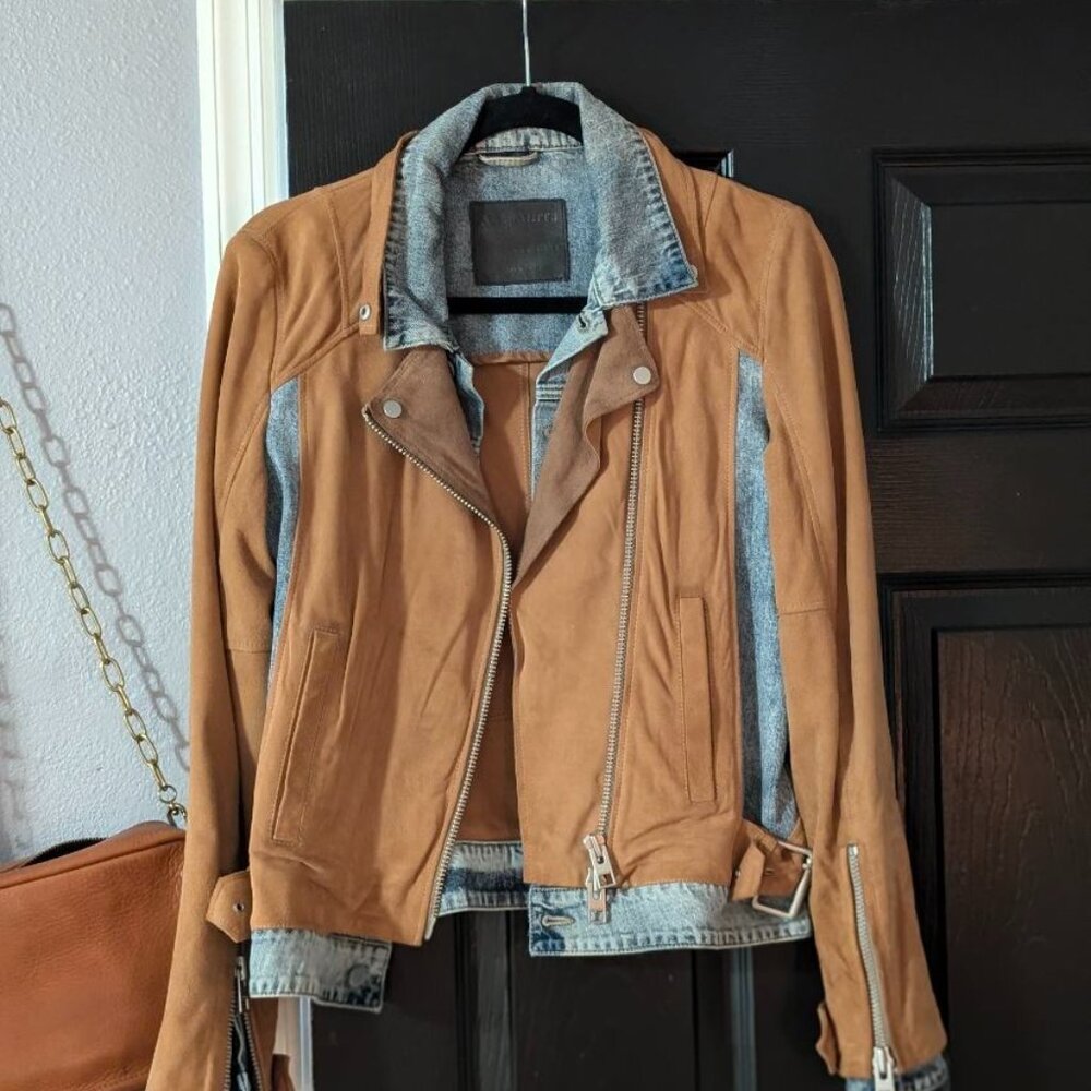 All Saint Frame Denim & Suede Jacket Sz US 6